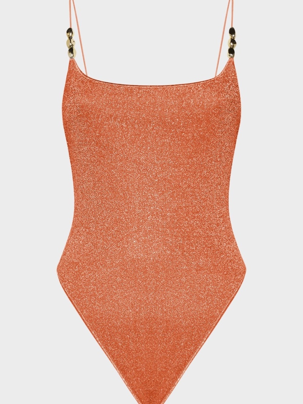 Oseree Metallic Orange One-Piece Swimsuit with Gold Bead Straps